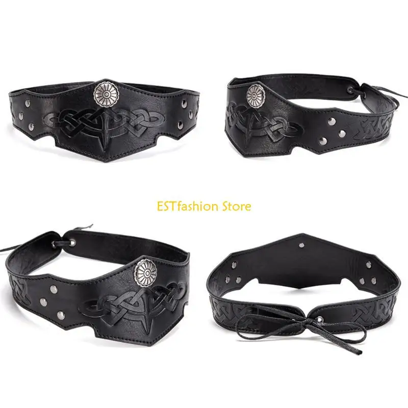 Y5GC Medieval Leation Capacete medieval couro para a cabeça ajustável Acessório fantasias medievais para homens Cosplay