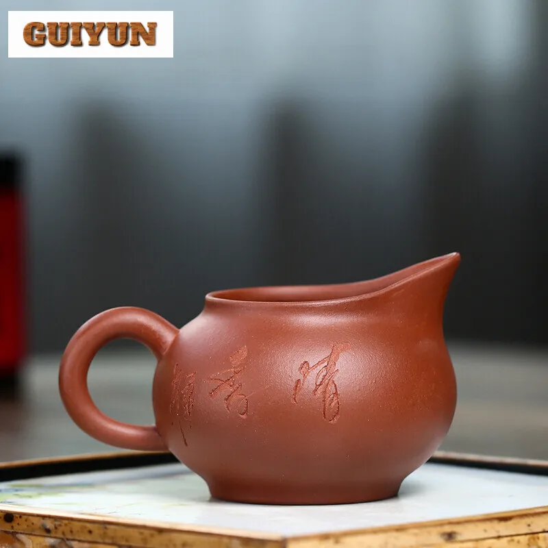 170ML Yixing Purple Clay Tea Pitcher Handmade Raw Ore Qingshui Mud Tea Divider Justice Cup Fair Cup Zisha Teaset Accessories