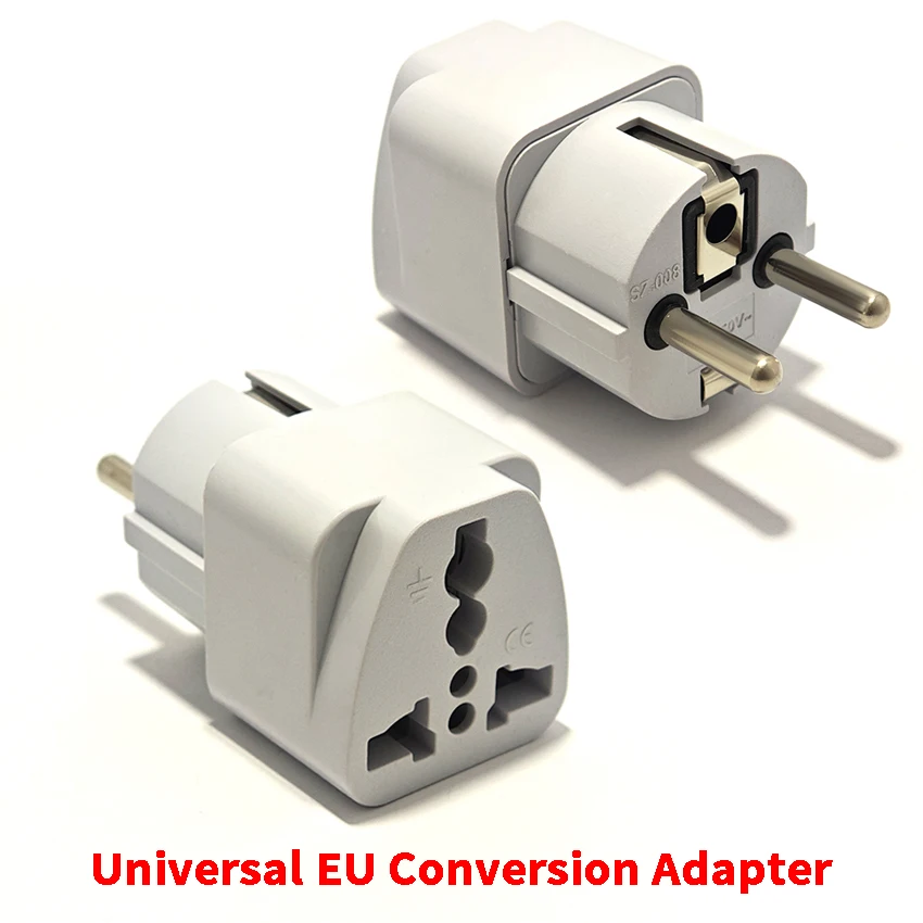 Universal EU Plug Adapter International AU UK US To Euro Travel Conversion Adapter Electrical Converter Power Socket Grey