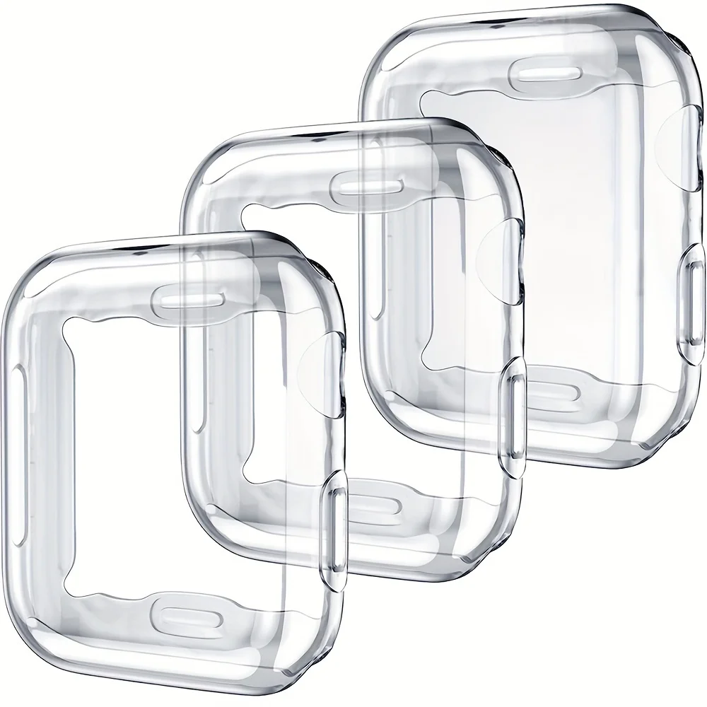 Displayschutzfolie für Apple Watch-Gehäuse 45 mm, 44 mm, 40 mm, 41 mm, 42 mm, 38 mm, TPU-Stoßstangenabdeckung, Zubehör für iWatch Serie 9 8 7 SE 6 4