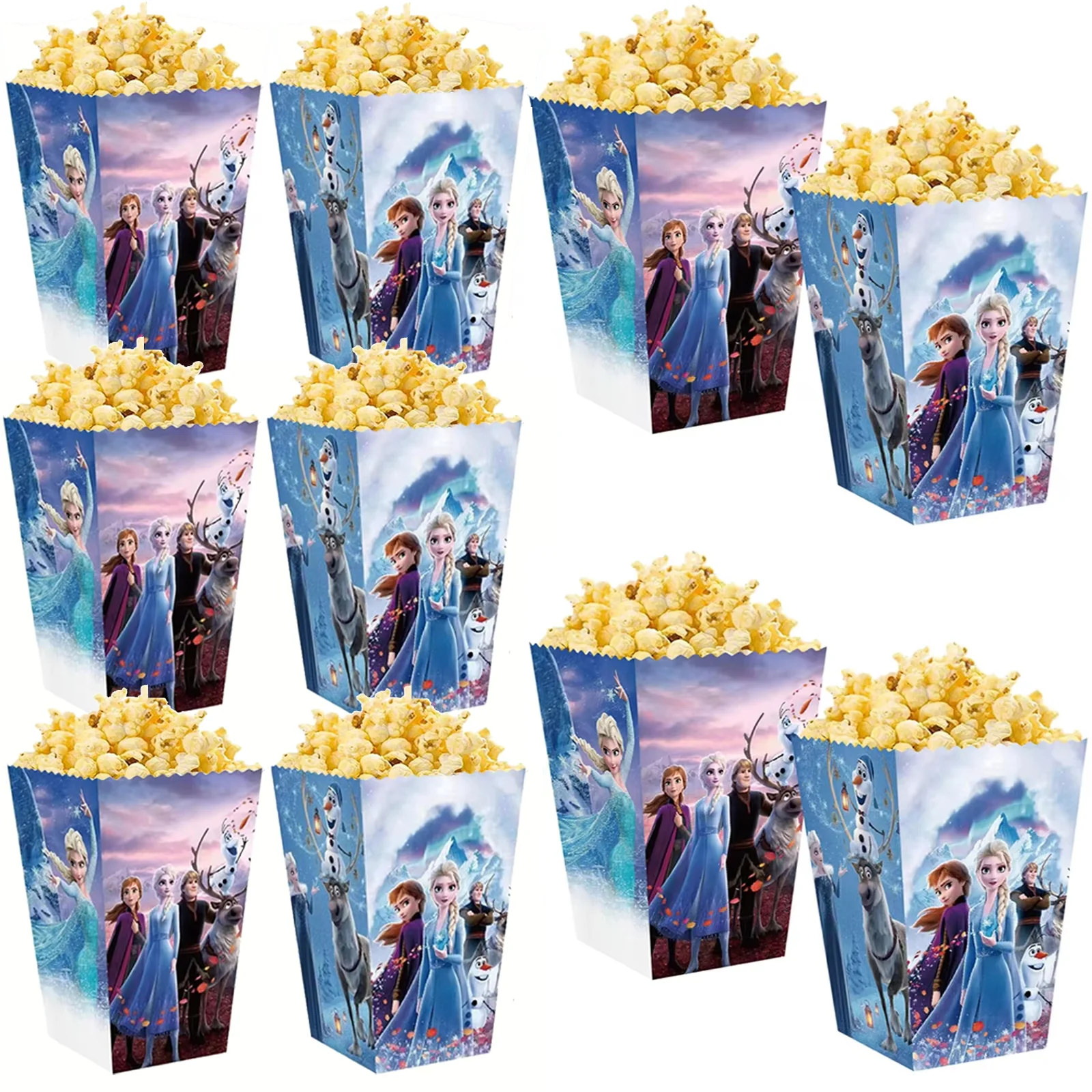 6/24Pcs Disney Frozen Candy Boxes Popcorn Boxes Anna Elsa Cookies Snacks Box Kids Girls Birthday Party Supplies Gifts Treats Box