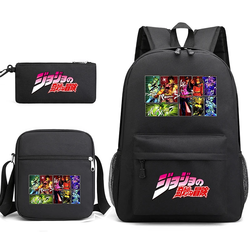 Jojo Bizarre Adventure anime student school bag set kids backpack shoulder bag pencil case 3-piece set back to school gift