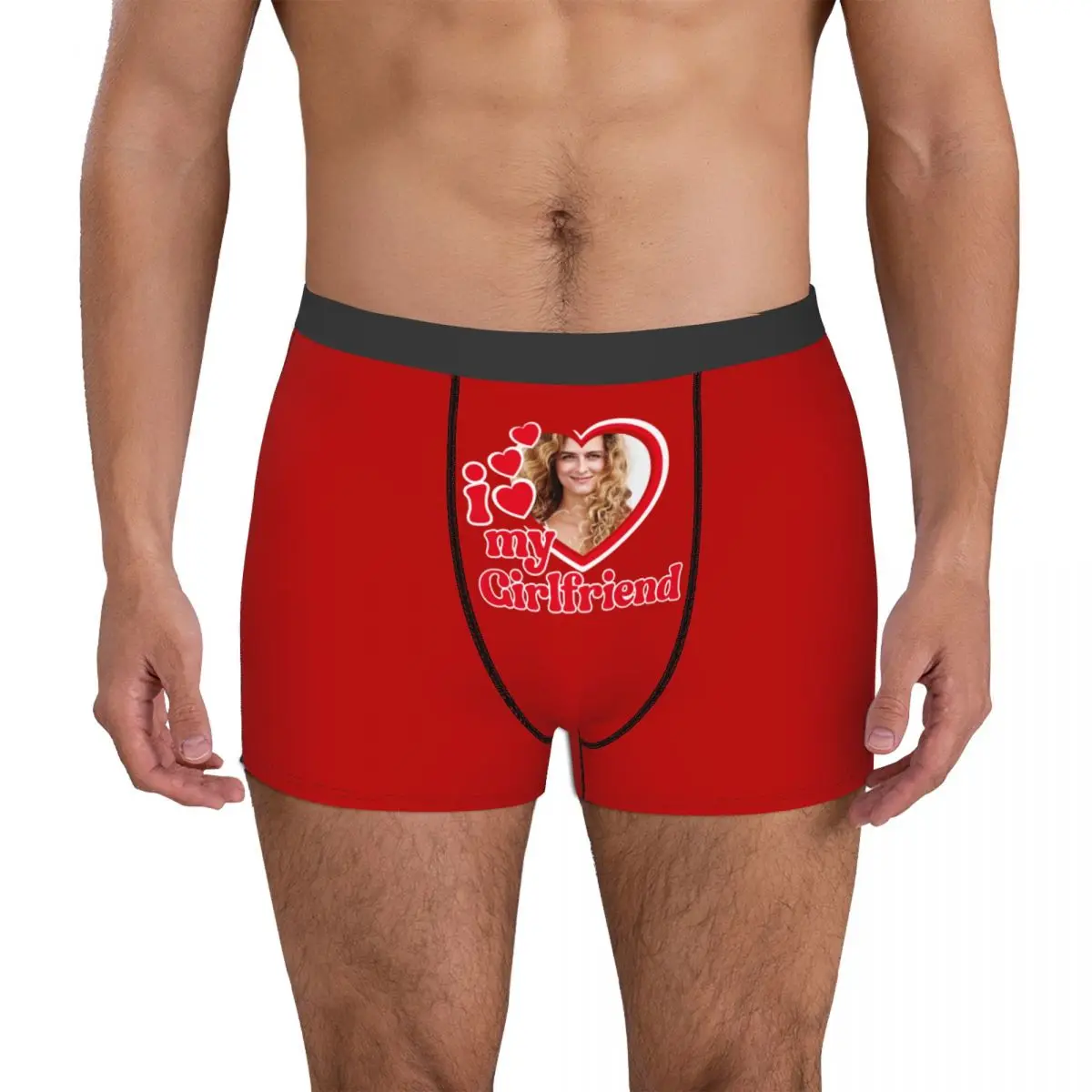 

Men I Love My Girlfriend Custom Photo Boxer Shorts Panties Underwear Personalized Valentine's Day Gift Male Long Underpants