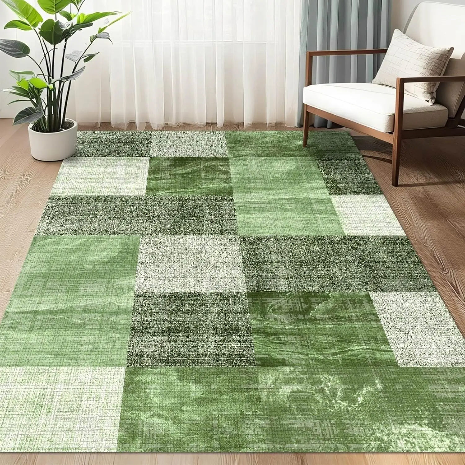 Entryway Area Rugs,Modern Non-Slip Checkered Abstract Throw Rugs,High Traffic Small Carpet for Bathroom,Doormat,Kitchen,Spring
