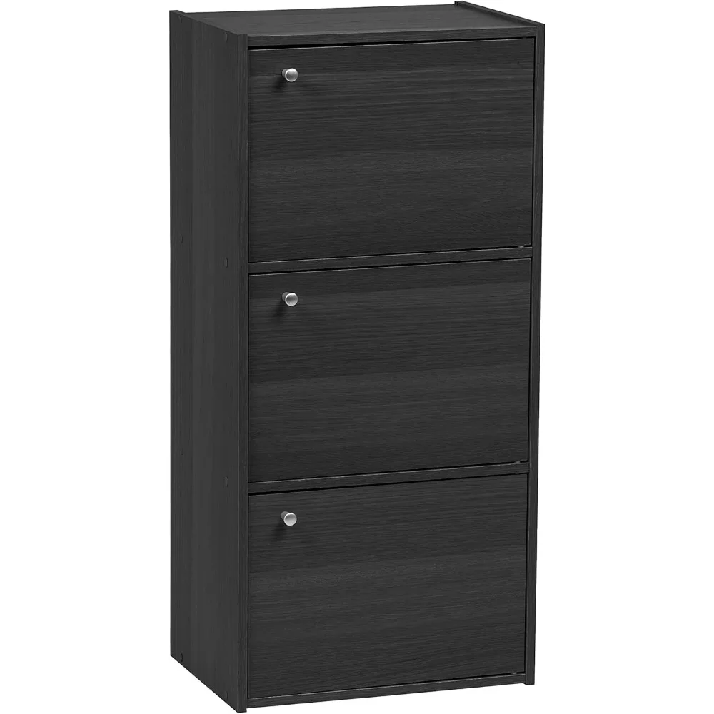 

Small Storage Bookshelf Cabinet With Closed Privacy Door Shelves With Magnetic Closures Book Shelf Bookcase Black Living Room