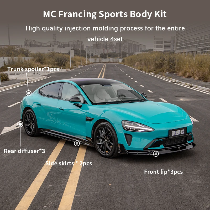 Mc Racing Sport Body kit for Xiaomi Su7 EV 2024 Front lip side skirt, rear lip rear diffuser tail wing spoiler Appearance kit