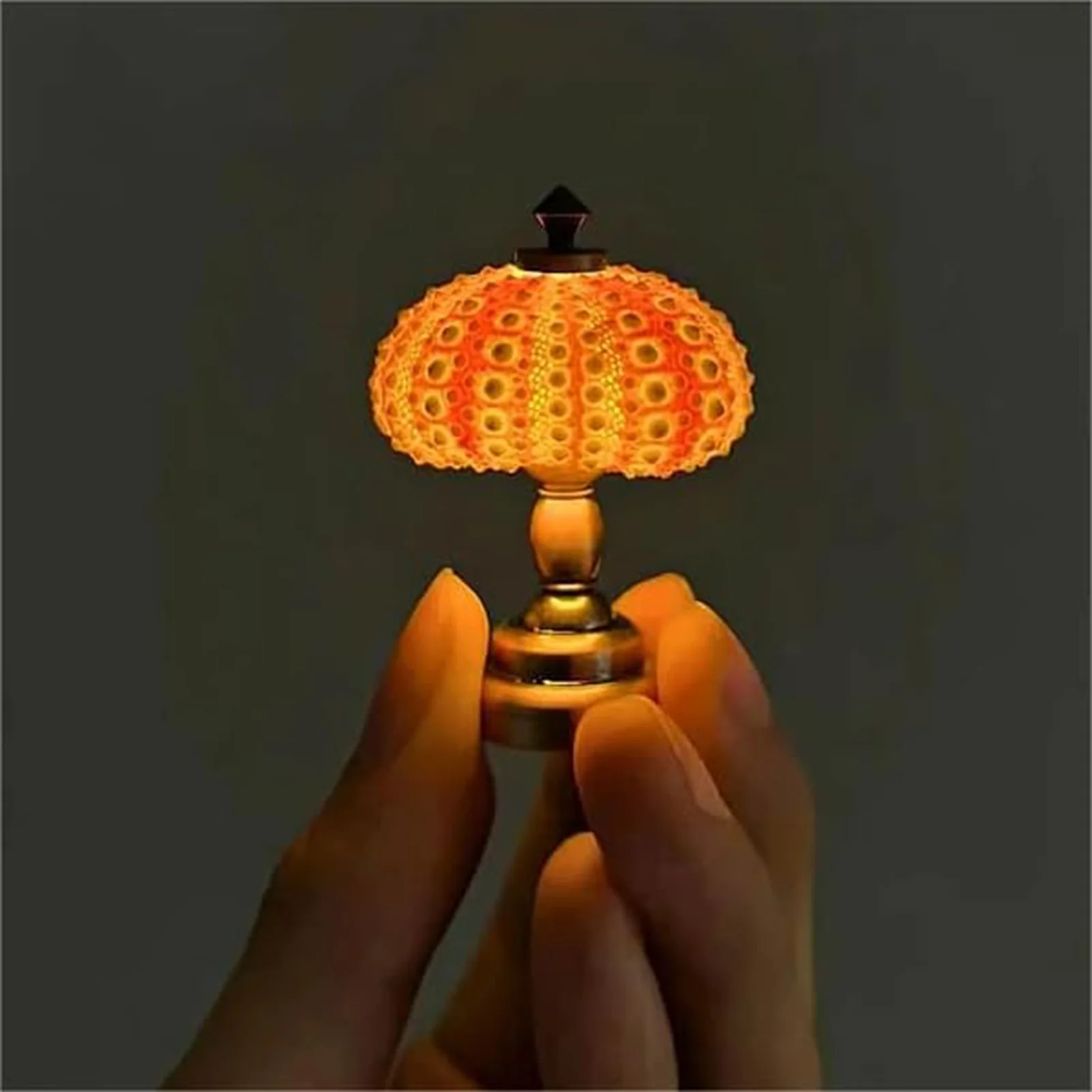 Mini Vintage Sea Urchin Night Light Children's Table Lamp Room Decor Furniture Toy Light Doll House Accessories Diy Material Kit