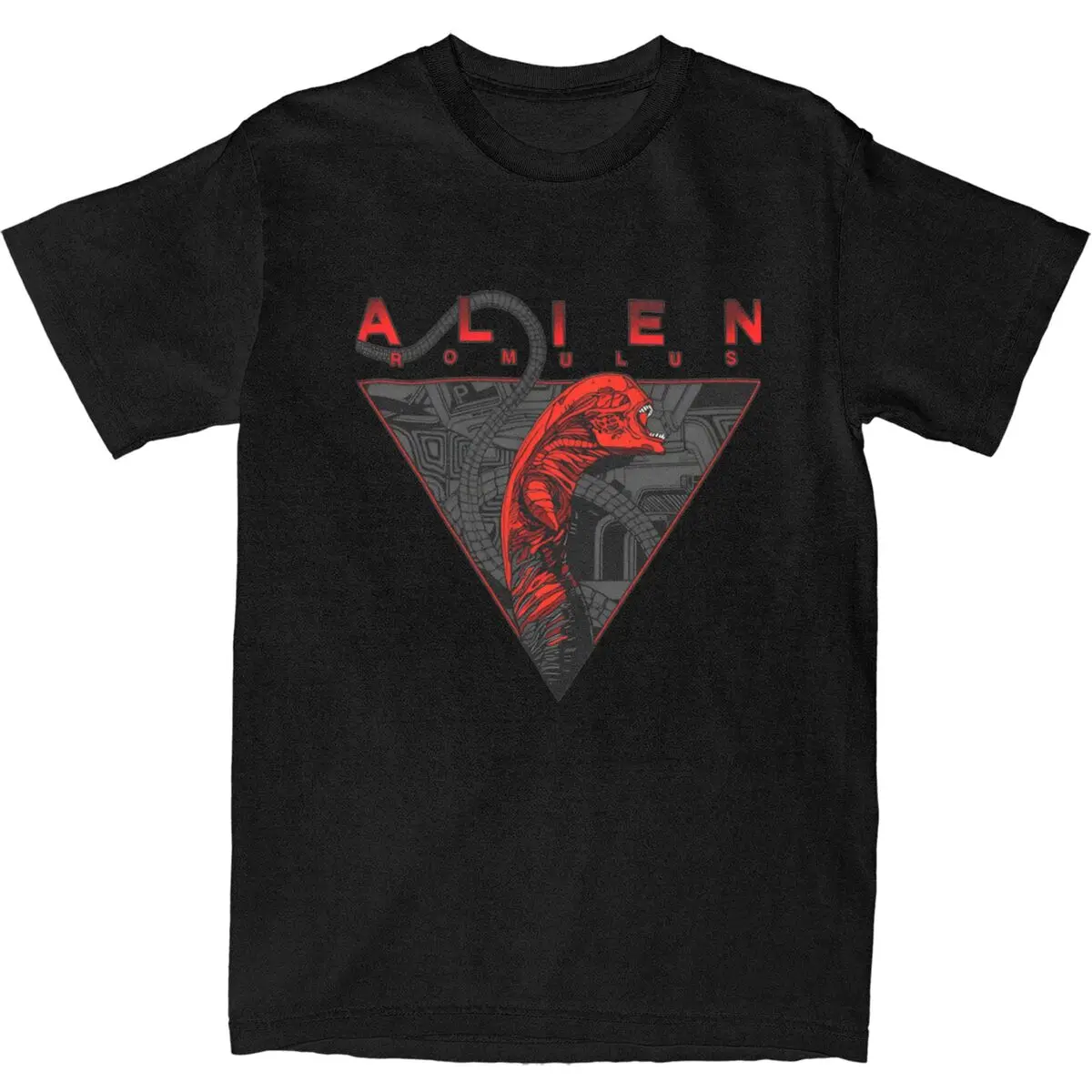 Vintage Alien Romulus Movie 2024  T-Shirt Men Awesome 100 Cotton T Shirts Beach O-Neck Novelty Tee Shirt Loose Oversized Tops