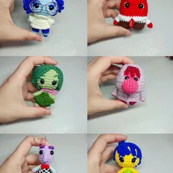 Inside Out Handmade Knitted Yarn Doll Cartoon Cute Inside Out Knitted Doll Key Chain Bag Pendant For Kid Birthday Gift