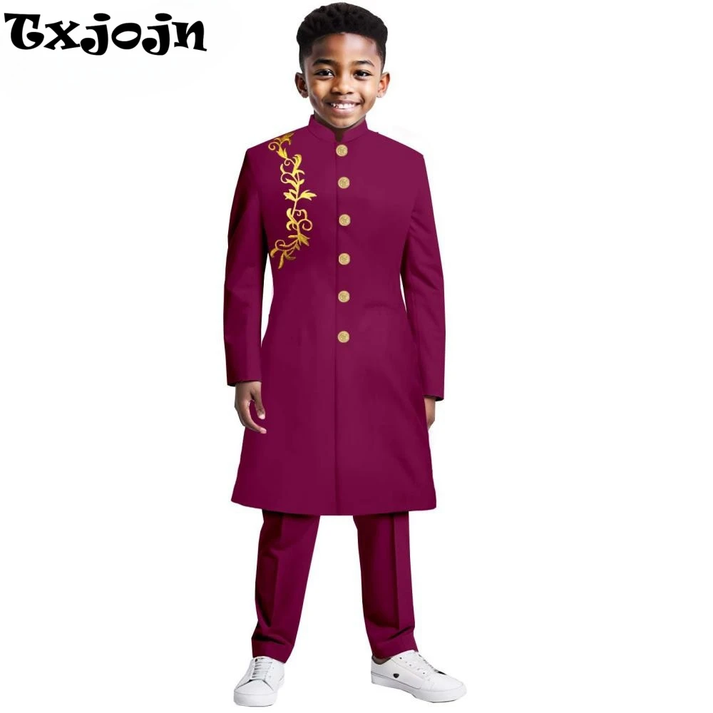 

Hot Sale Boys' Suit Set Formal Blazer Pants 2 Pieces Party Wear,African Patterned Kids Tuxedo For Celebrations,Premium Suits