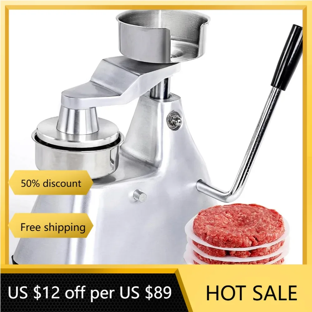 

Commercial Hamburger Patty Maker 130mm/5 inch Stainless Steel Burger Press Heavy Duty - Patty Forming Processor