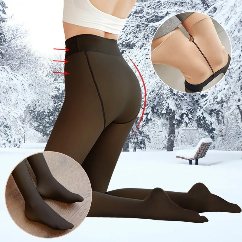 Vrouwen Sexy Doorschijnende Panty Hoge Taille Elasticiteit Panty Plus Fluwelen Warme Slanke Winter Panty Vrouwen Streetwear