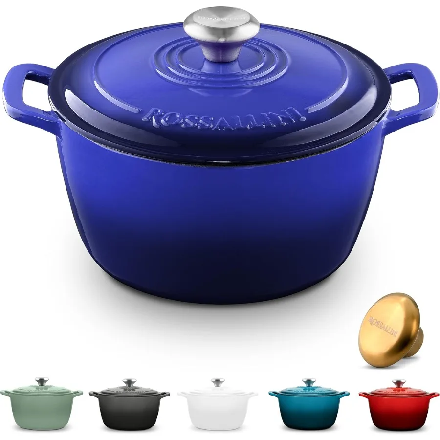 

Signature Enameled Cast Iron Dutch Oven NonStick Serving Pot with Tight Fitting Lid for Perfect Roasting Baking Sauteing and Br