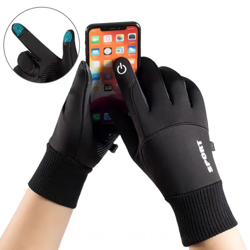 Guantes de dedos completos impermeables para hombres y mujeres con pantalla táctil a prueba de viento cálido deportes al aire libre ciclismo