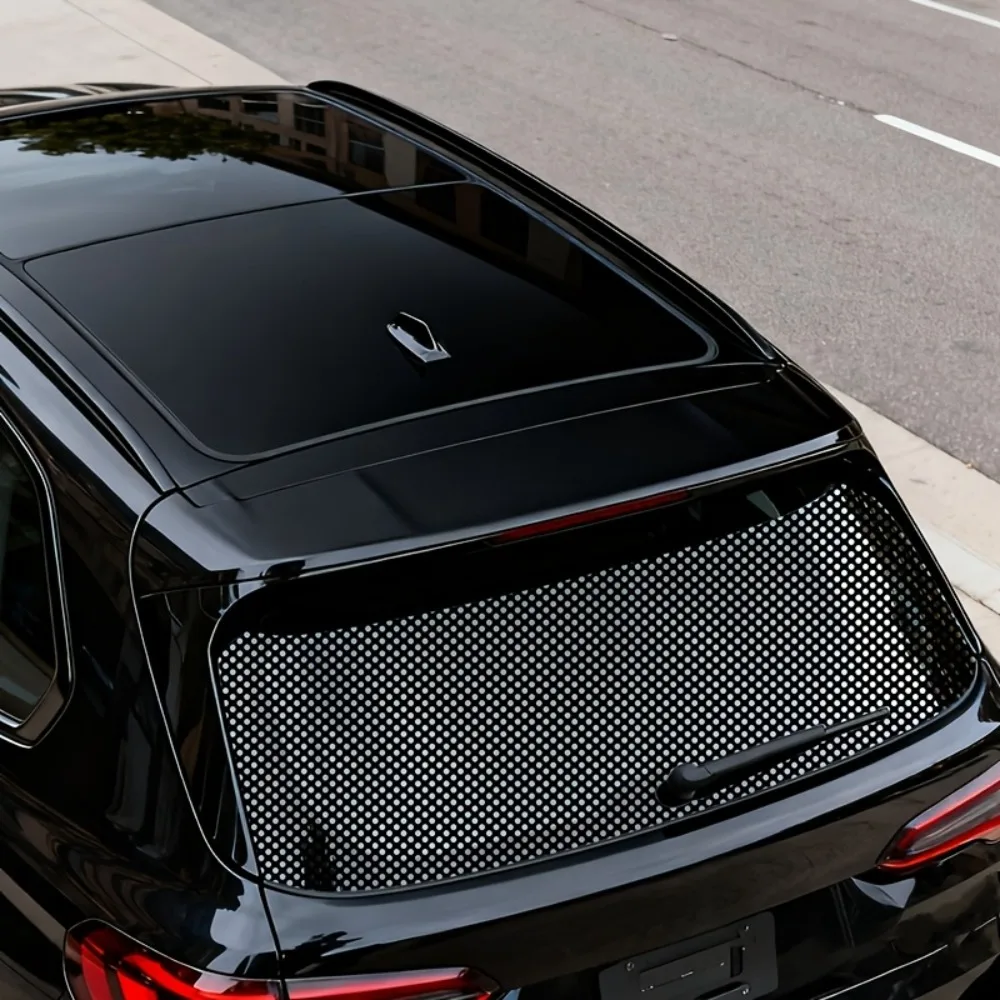 1Roll Black Perforated Vinyl Privacy Car Window Film One-Way See-Through Privacy Film Self-Adhesive for Car RV UV Protection view 3
