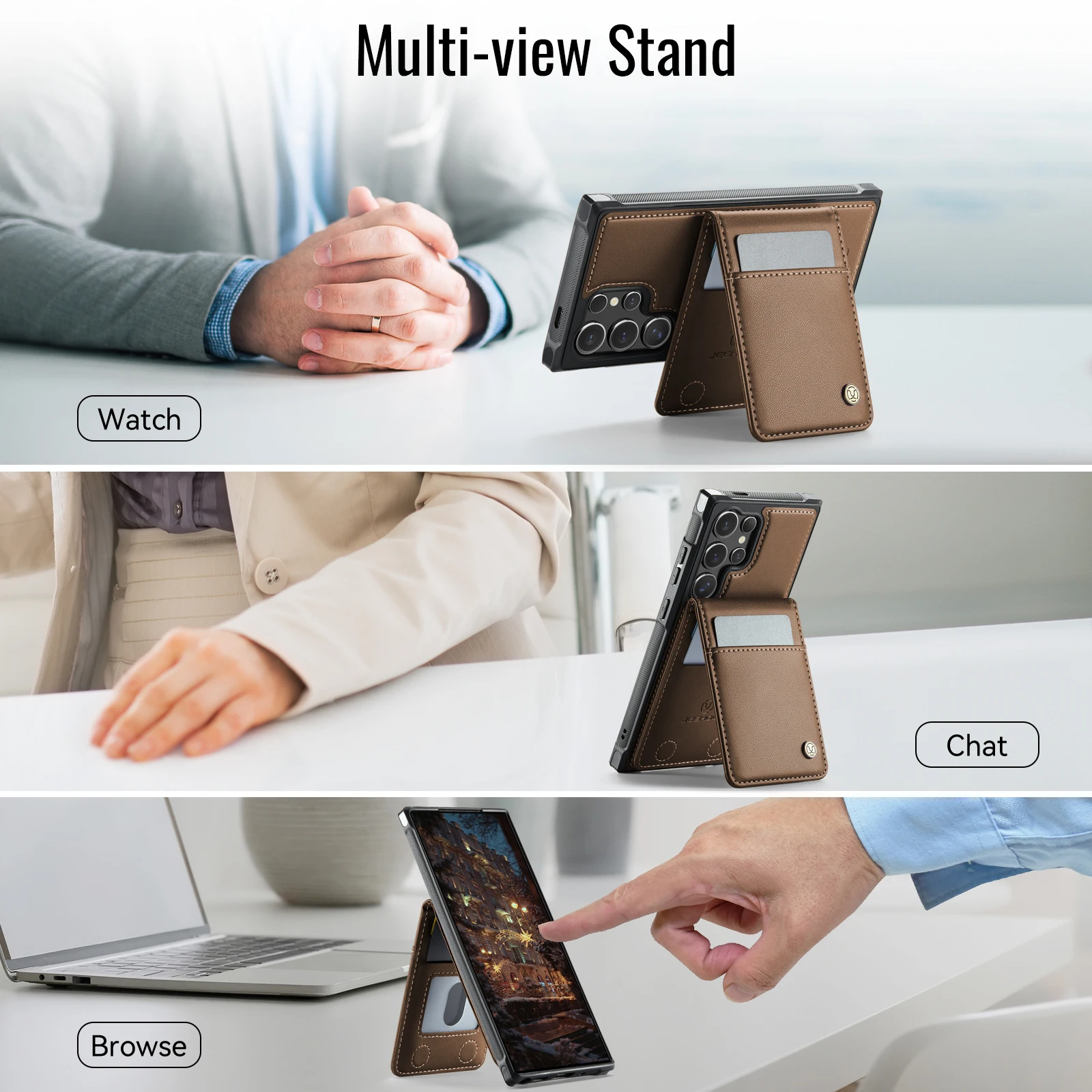 J06 For Samsung Galaxy S21 S22 S23 S24 S25 S26 Ultra Plus Strong Magnetic Suction Detachable Flip Wallet Phone Case Stand Cover