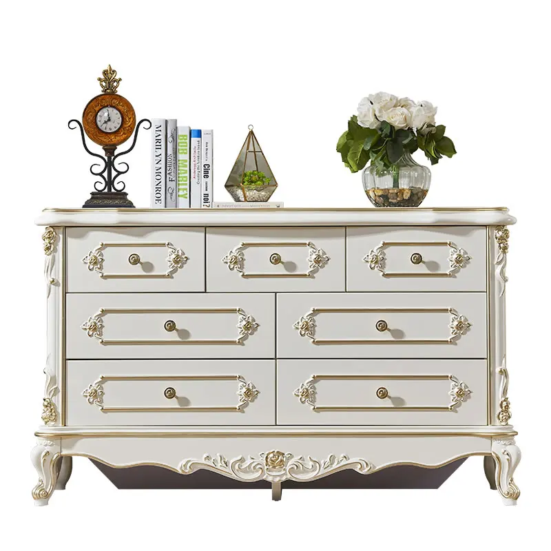 

European light luxury chest of drawers luxury white bedroom drawer type seven-bucket living room storage cabinet