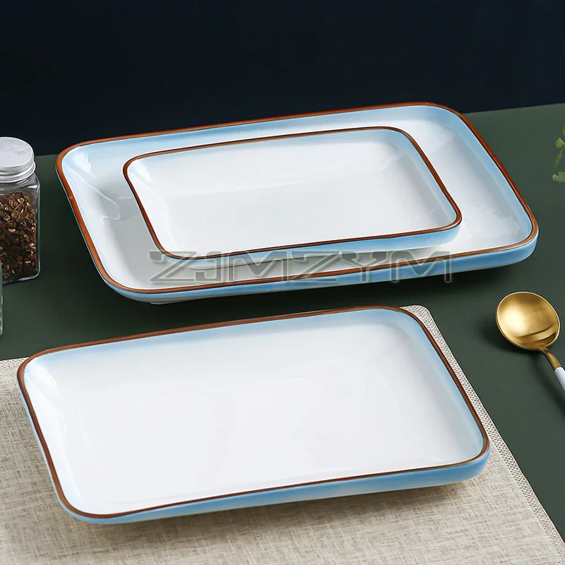 Ceramic Serving Plate Melodious Rectangular Plate Advanced Tableware Utensils Dessert Sushi Pasta Plate Dishes Kitchen Cooking