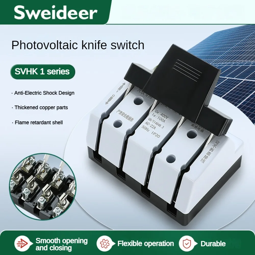 Photovoltaic Knife Switch 2P 4P HK18 Isolation Low Voltage Circuit Breaker 63A 100A 160A 200A 250A Disconnect Switch 400V