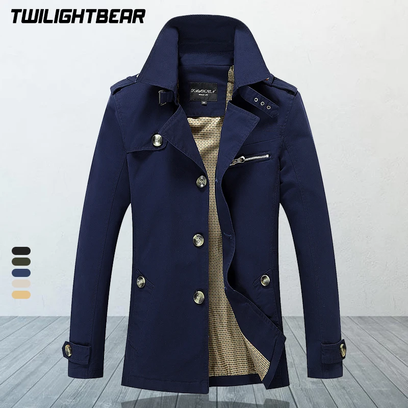 Oversized Trench Coat Men WindBreaker Oversized Solid Purer Cotton Casual Jacket Men's Clothing Pull Homme Coats 5XL A3F1306