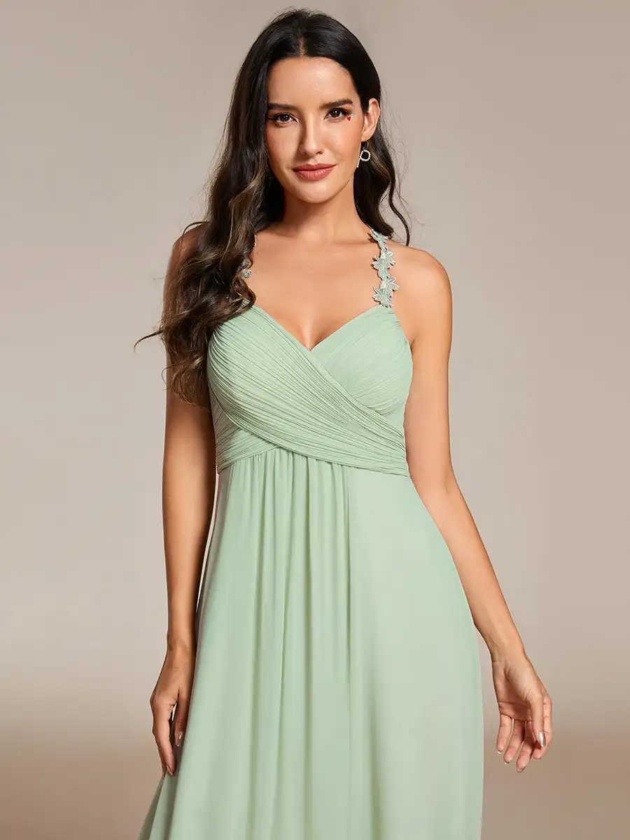 Elegant Evening Dresses Halter Neck Backless Cross Strap Sleeveless 2024 Ever Pretty of Chiffon Mint Green Bridesmaid Dress