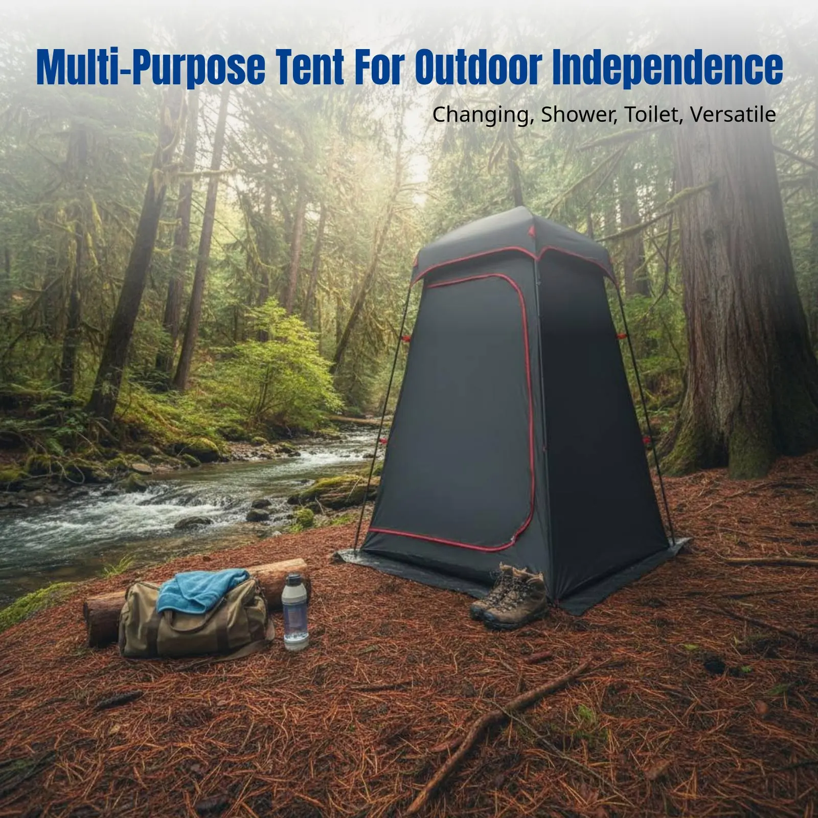 Outdoor Full Light-Blocking Privacy Changing Tent, Waterproof Shower Shelter, Portable Toilet, Multi-Use view 4
