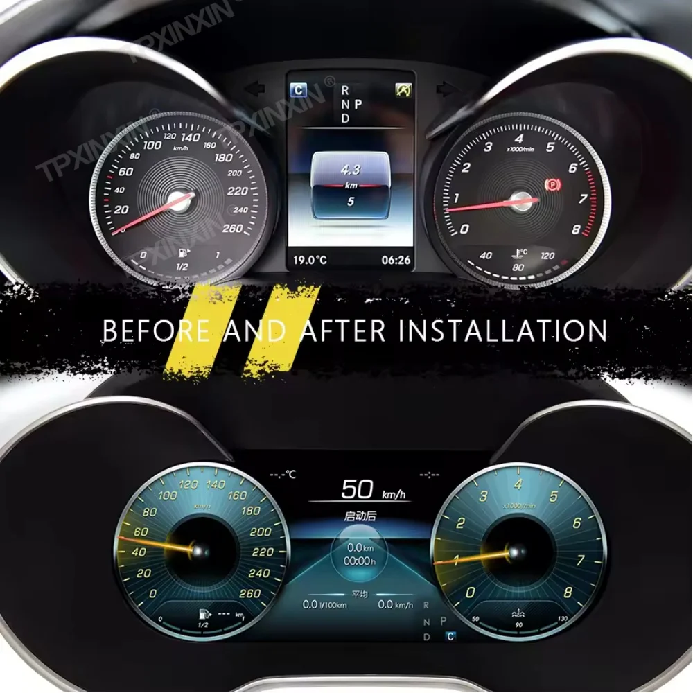 12.3 Inch For Mercedes Benz GLC C-Class C Class 2016~2019 LCD Dashboard Screen Speedometer Instrument Upgrade Smart Cluster