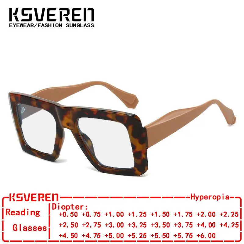

KSVEREN Women Anti Blue Light Reading Glasses Square Fashion Presbyopic Eyewear Prescription Glasses Optical Frame Glasses