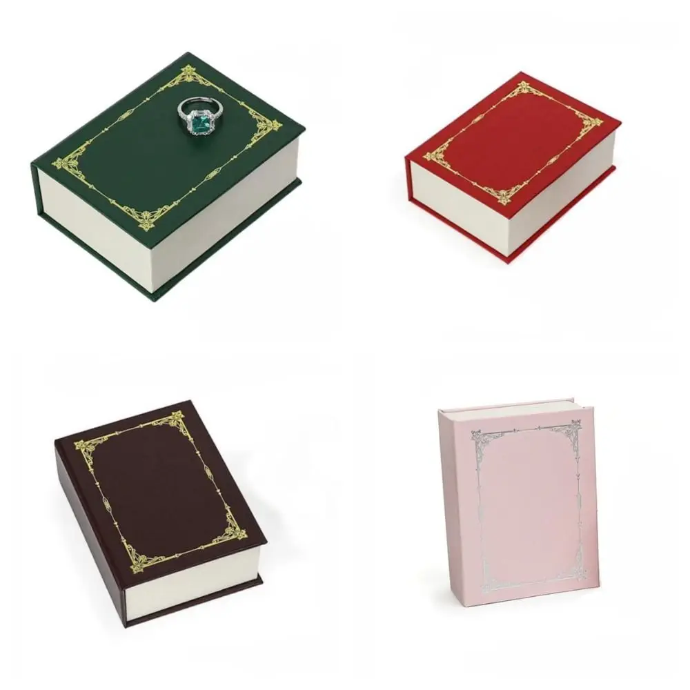 Novelty Book Shaped Jewelry Box Magnetic Closure Necklaces Jewelry Storage Box Portable Flip Cover Jewelry Displasy Holder