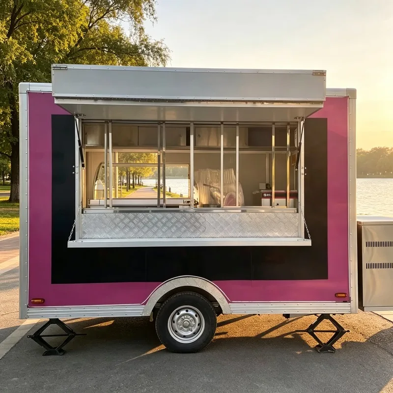 Customizable 10ft Mini Food Trailer Truck with Glass Windows, BBQ Hot Dog Mobile Food Cart from Verified Suppliers