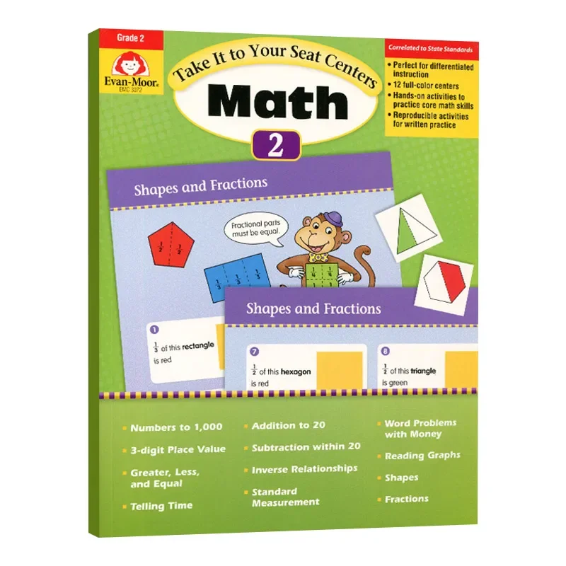 

Evan-Moor Take It to Your Seat Common Core Math Centers, Grade 2 Workbook,aged 6 7 8 9, English book 9781609637811
