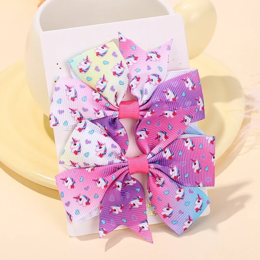 

2pcs/set Handmade Printed Flower Hair Clips for Baby Girls Kids Bows Ribbon Bowknot Hairpin Barrettes Headwear Hair Accessories