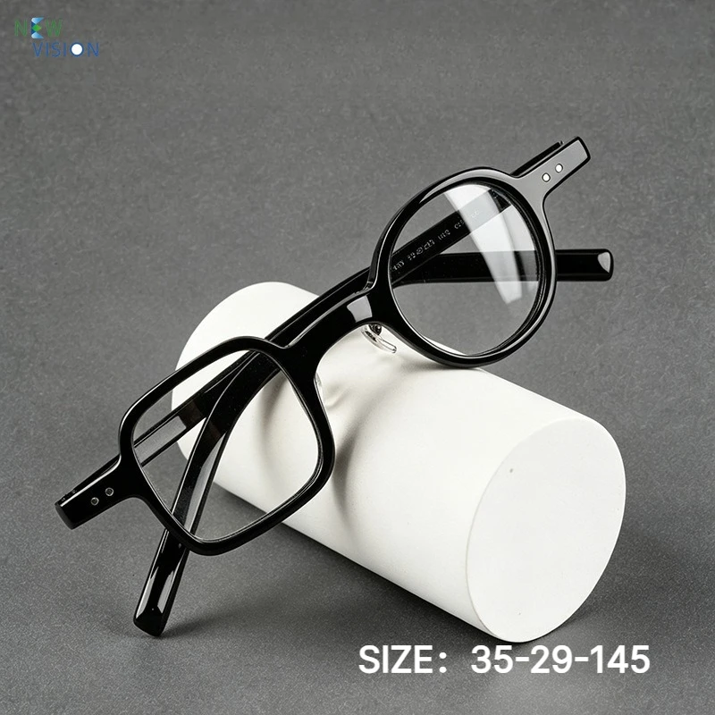 Men Black Glasses Polygonal Square Frame High-quality Acetate Retro Optical Myopia Anti Blue Light Women Prescription Eyeglasses