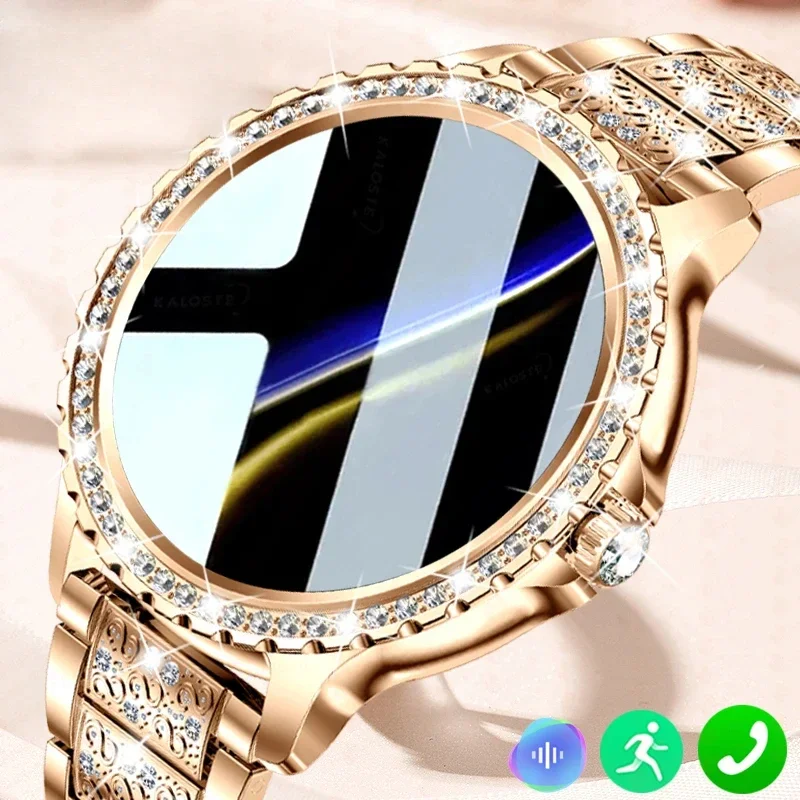 

2025 New Women's Fashion Luxury Gold Smart Watch - Diamond Bracelet Style, Heart Rate Monitor, Bluetooth Call