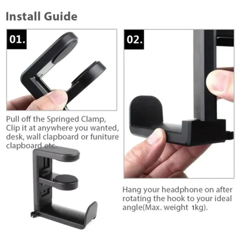 360° Rotating Headphone Stand Desktop Headset Holder PC Gaming Headset Desk Hanger Hook For Headphone Storage Hangin Organizer - view 6