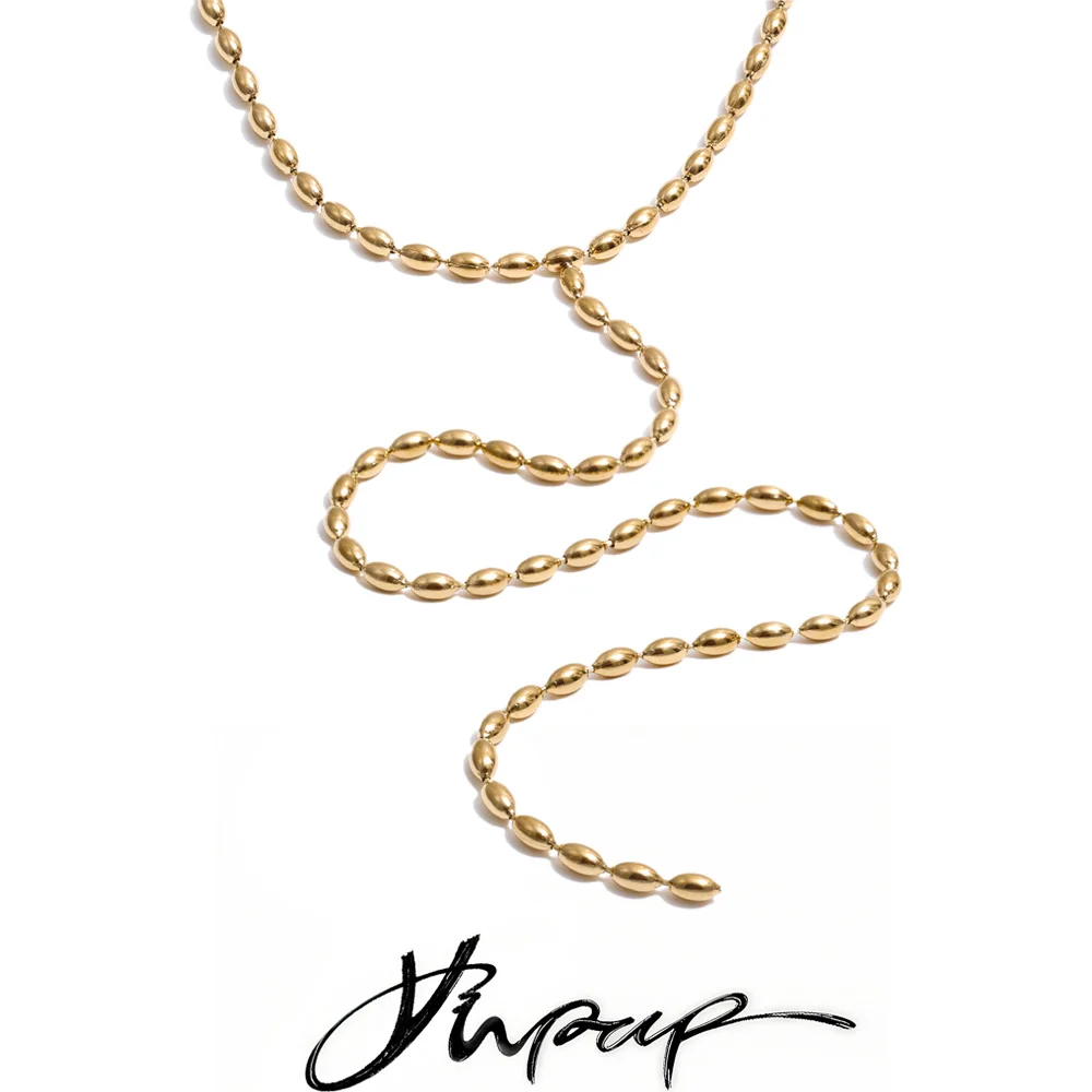 Yhpup New Stainless Steel Long Chain Hanging Drop Sexy Necklace Chic Fashion Waterproof Unique PVD Plated Jewelry Wholesale Gift