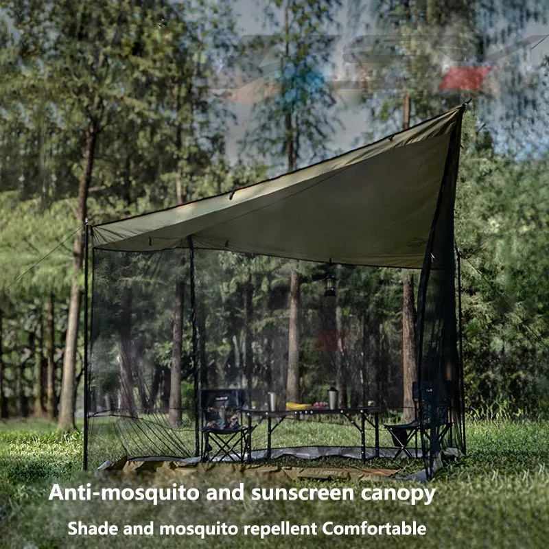 Without Poles Camping Canopy Tarp Integrated With Mosquito Net,Ultra Light Garden Tent, Anti-Mosquito and Sunscreen Outdoor Tent