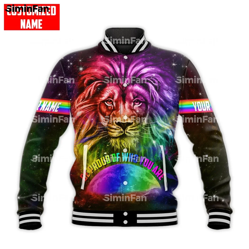 

LGBT PRIDE RAINBOW LION GALAXY 3D Full Printed Varsity Baseball Bomber Jacket Men Coat Outwear Unisex Female Harajuku Streetwear