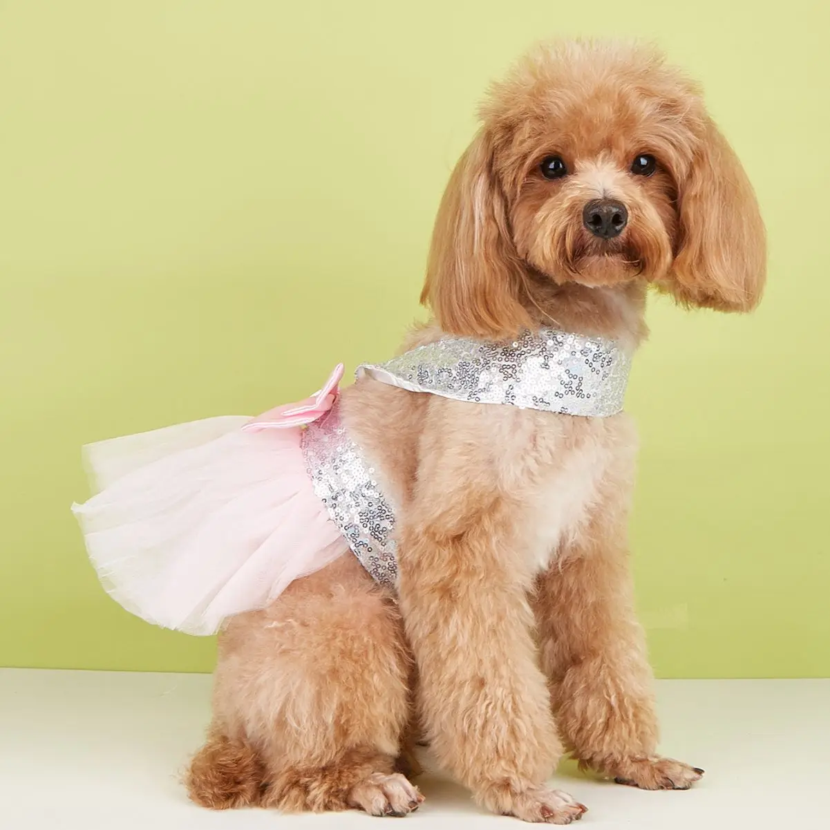 Vestidos de lentejuelas para perros pequeños, ropa de boda sólida con lazo, elegante vestido de gato, falda de malla para mascotas, ropa para perros