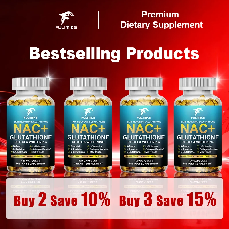 Extra Strength NAC + Glutathione Supplement, Supports Liver Health, Detoxification, Antioxidant, Skin Rejuvenation & Vitality