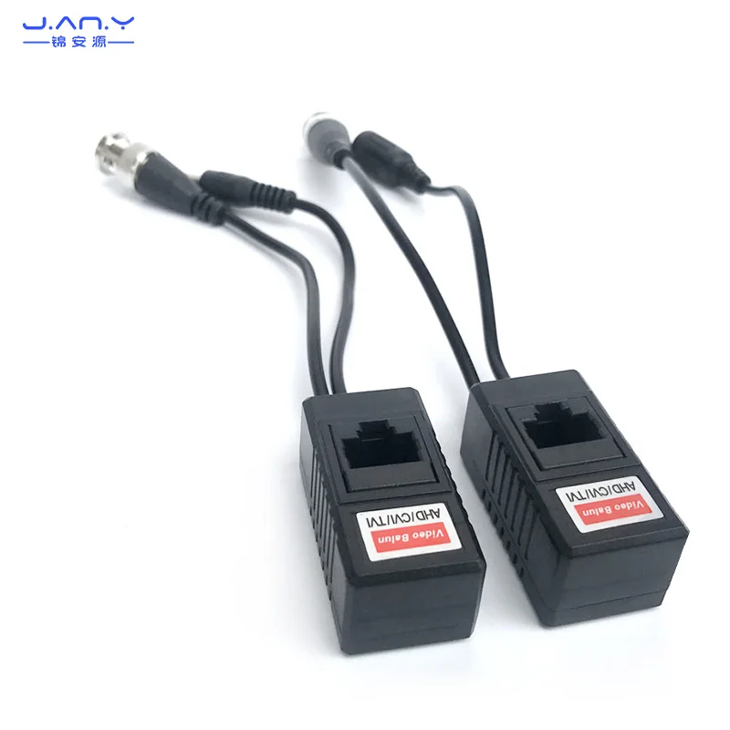 Coaxial HD Dois em 1 Transmissor de Par Trançado, Monitoramento BNC, Vídeo para RJ45 Network Video Power Supply, 2 em 1