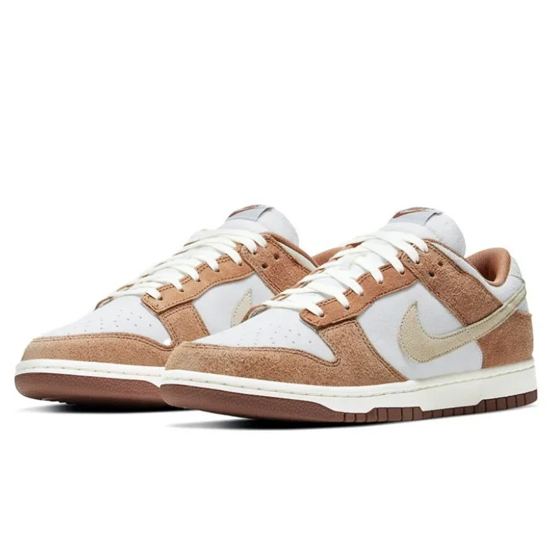 Nike Dunk Retro Prm "Medium Curry" Men's Women's Skateboarding Shoes Flip Fur Non-slip Wear Resistant Lightweight White Brown