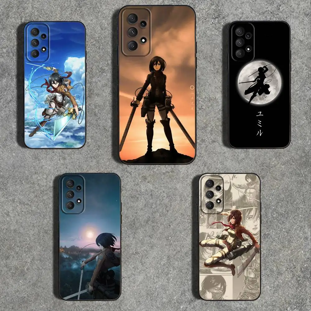 

A-Anime Mikasa-ES Phone Case For Samsung Galaxy A73,31,32,72,41,53,52,71,22,5G,Note,J7,8,9 Soft Black Cover