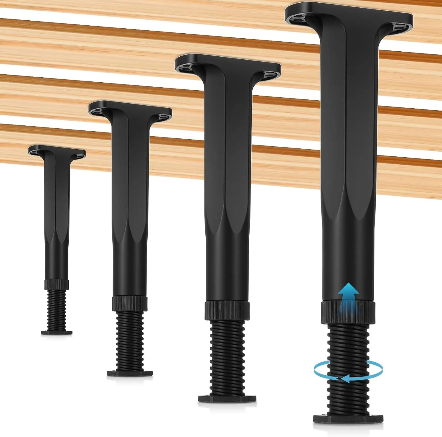 

4 Pcs Adjustable Bed Support Legs, 8.3-14.5 Inch Heavy Duty Furniture Replacement for King Queen Bed Frame, Center Slats, Sofa,