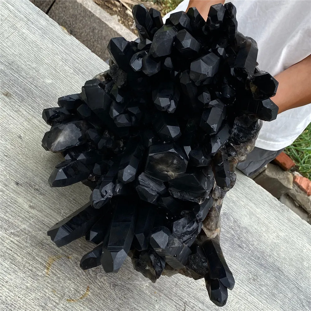 

Natural Black Crystal Cluster Reiki Healing Room Office Decoration Gift