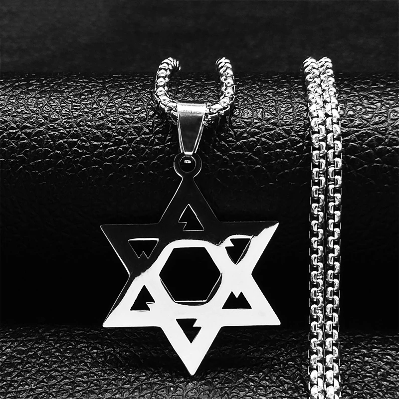 Judaism Israel Hexagram Jewish Magen David Stainless Steel Long Necklace Star of David Necklaces Jewelry joyeria N1462S02