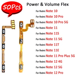 50Pcs，Tested Power on/off Volume Key Button Flex Cable Ribbon For Xiaomi Redmi Note 10 12 Pro 5G Note 11 Pro Plus11s 11T 11E