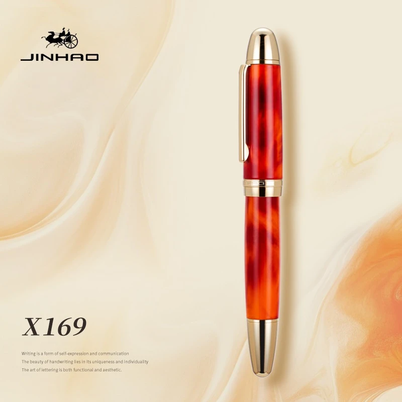 

JINHAO X169 Fountain Pen Elegant Black Silver Clip Pen M/F/EF Nib Writing ink Pen Stationery School Supplies pk 9019 P136 X159