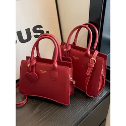 Red High-Grade Sense Crossbody Bag High-End Texture Small Love Design Women's 2023 New Bridesmaid Bag Simple Handbag Tote Bag