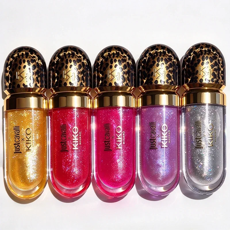 KIKO X Just Cavalli 3D Hydra Lip Gloss Rebel Edition Leopard Cap Limited Shimmer Glass Lip Lasting Hydrating Nature Lip Makeup